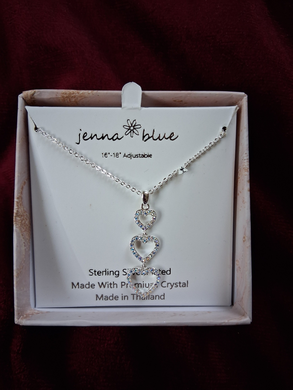 Silver Triple Heart Crystal Pendant Necklace - Silver